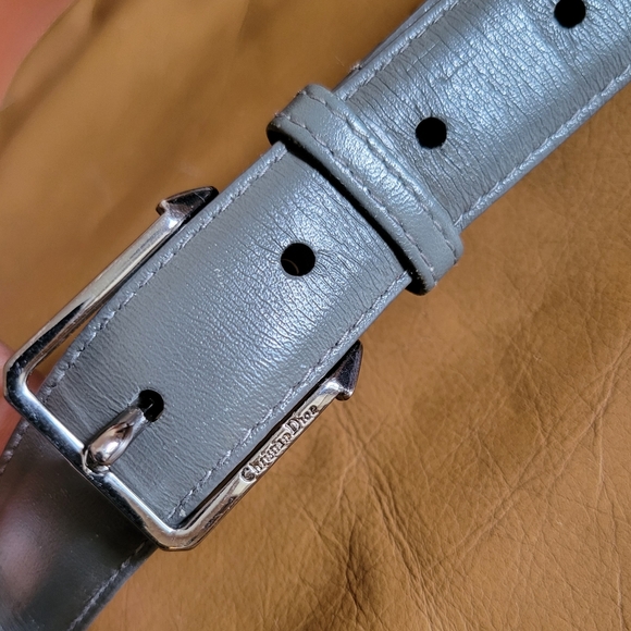 Christian Dior Women's Grey Leather Belt Size 36 - Picture 2 of 6
